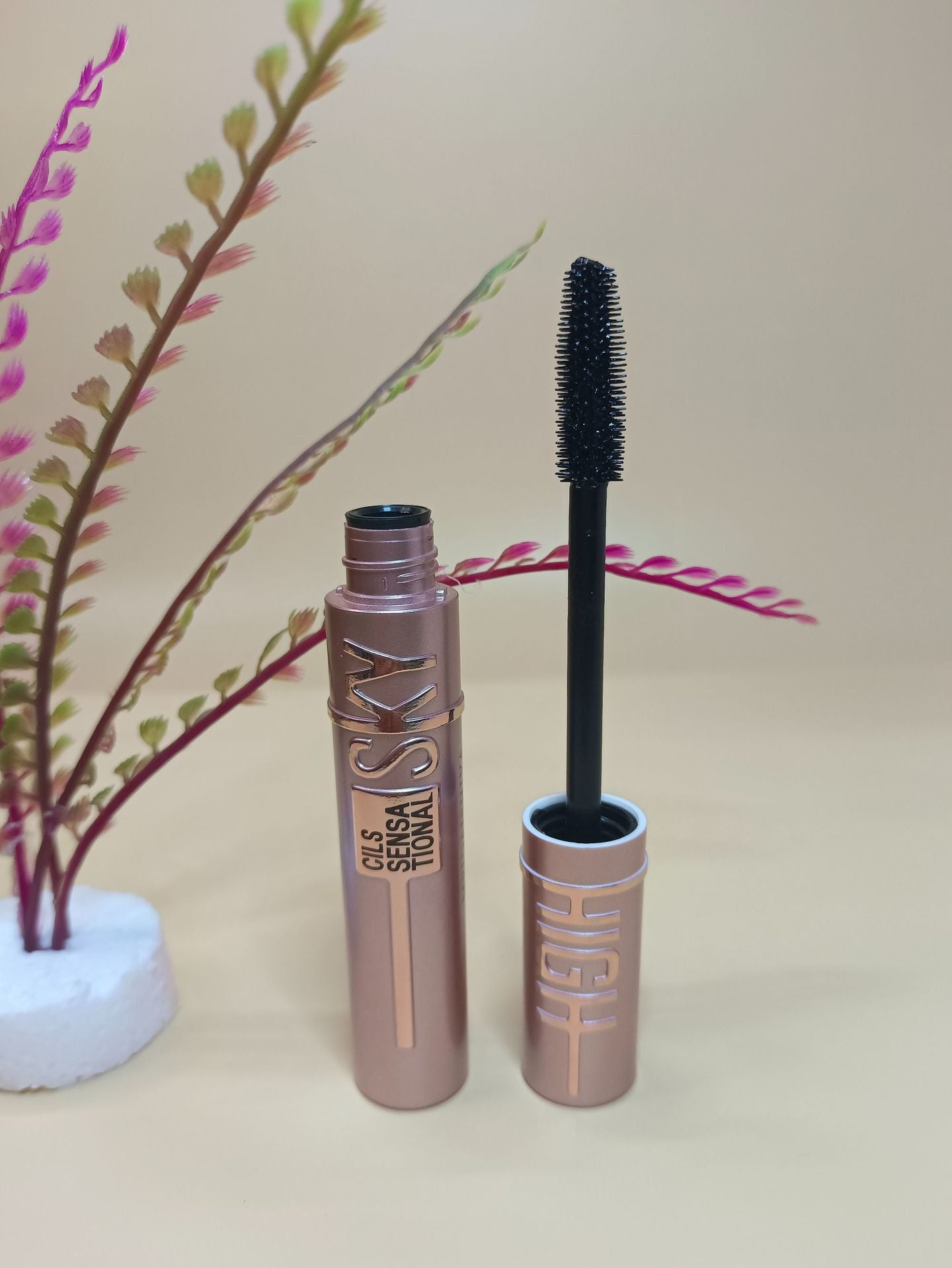 Mascara wand showing precision brush design